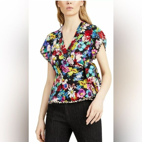 Nanette Lepore Floral Wrap Blouse Top - Picture 1 of 5